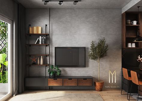 Industrial Style Apartment, Industrial Interior Design Living Room, Centro Tv, Aesthetic Industrial, Industrial Concept, Bathroom Industrial, Modern Industrial Living Room, Industrial Living Room Design, Industrial Style Living Room