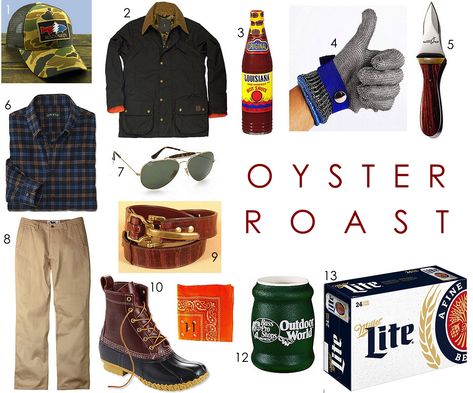 Oyster Roast Outfit, Best Oysters, Oyster Roast, Louisiana Hot Sauce, Cotton Fields, Field Coat, Camo Hats, Open Fire, Cotton Bandanas