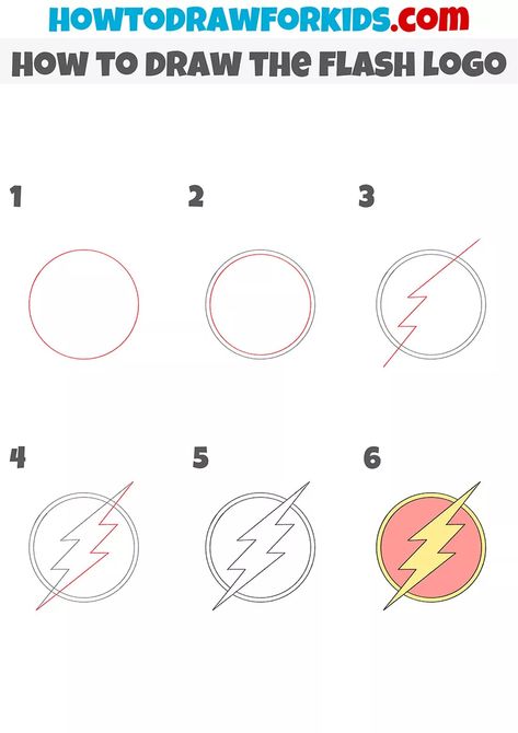 The Flash Drawing Easy, The Flash Logo, Flash Superhero, Sketchbook Diary, Superhero Art Projects, Draw Comics, Flash Logo, Easy Drawing Tutorial, Easy Doodles