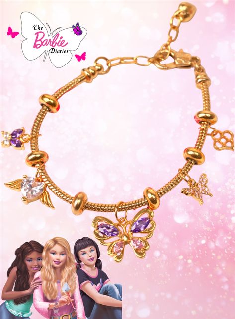 #barbie #barbiemovie #barbiejewelry #barbiebracelet #barbiediariesbracelet #barbiecharmbracelet #charmbracelet #chram #charms #bracelet #jewelry #princess #princessbracelet #princessjewelry #princesscharm #gold #goldplated #goldbracelet #goldjewelry #goldcharm #fashion Jewelry Princess, Tiny Butterfly, Princess Charming, Princess Jewelry, Charms Bracelet, Butterfly Bracelet, Brass Charms, Barbie Movies, Inspired Jewelry