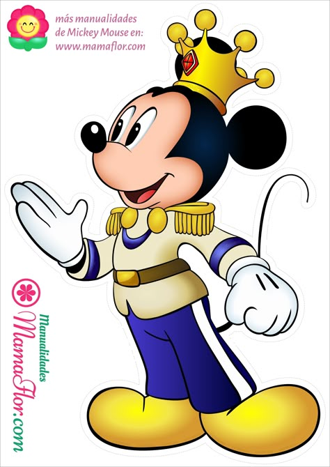 Mickey Mouse Rey Principe descargar en alta calidad para imprimir Baby Mickey Mouse Cake, Mickey Rey, Michey Mouse, Mickey Mouse Crafts, Mickey Mouse Stickers, Mickey First Birthday, Mickey 1st Birthdays, Fiesta Mickey Mouse, Mickey Mouse Images