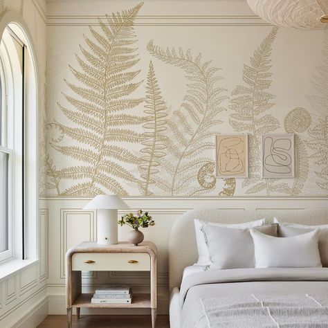 🍁🍁🍁Large fern leaves from the primeval forest, painted on the wall. Suitable for living room, bedroom, TV background wall large wall area🌞 Bedroom Tv, Fern Leaves, Tv Background, Forest Creatures, Forest Wallpaper, Background Wall, Wallpaper Mural, Self Adhesive Wallpaper, Large Wall