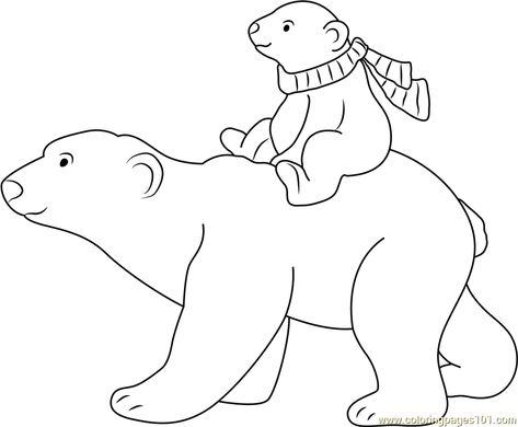 Little Polar Bear with his Mom going for Ride Coloring Page Polar Bear Coloring Sheet, Polar Bear Coloring Pages Free Printable, Polar Bear Template Free Printable, Polar Bear Drawing Easy, Bear Coloring Pages Free Printable, Polar Bear Coloring Pages, Polar Bear Outline, Bears Coloring Pages, Polar Bear Coloring Page