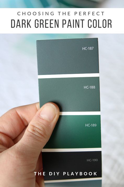 Choosing the perfect dark green paint color. I love a dark moody green for a bedroom space because it makes it feel super cozy. Come check out some of my favorite green paint colors and the winning color...essex green on the walls! #paint #greenpaint #paintcolor Essex Green Living Room, Green Painted Walls Bedroom, Emerald Green Paint Colors, Emerald Green Paint, Dark Green Paint, Essex Green, Paint House, Moody Green, Green Painted Walls