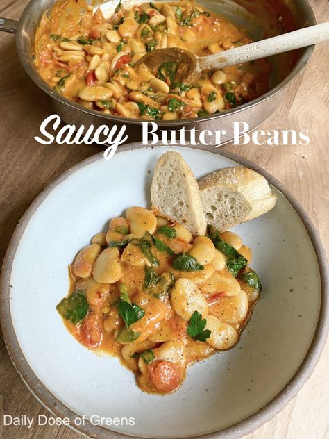 Saucy Butter Beans - Daily Dose of Greens Speckled Butter Beans, Breakfast Soup, Weekend Meals, Butter Beans, Cabbage Soup, Salad Side Dishes, Crusty Bread, Meatless Meals, Bean Recipes