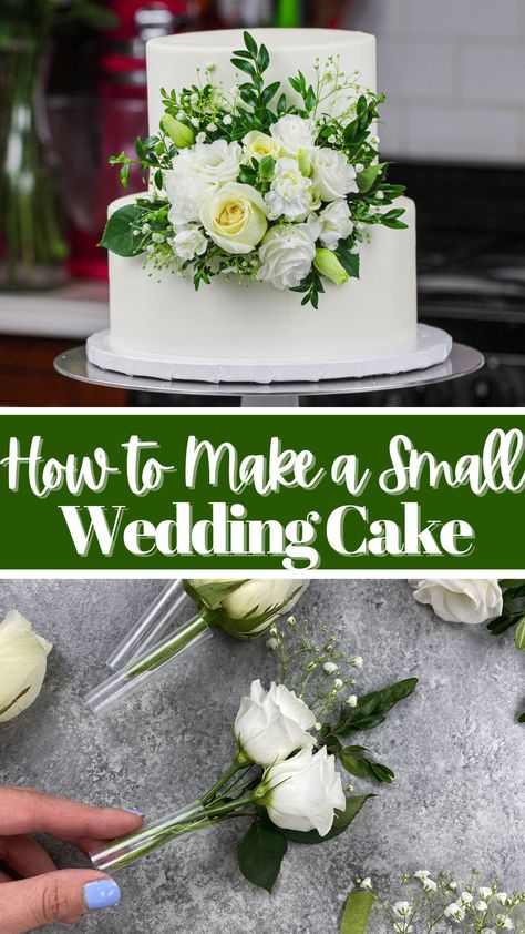 Cake Decorating Wedding Simple, Easy 2 Tier Wedding Cake, Simple Buttercream Wedding Cake Design, Make My Own Wedding Cake, Wedding Cake For 25 People, Wedding Cake For Beginners, Wedding Cake Costco, Making Your Own Wedding Cake, Easy Diy Wedding Cake Decorating