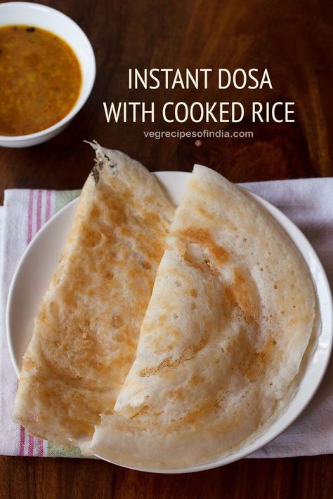 Leftover Rice Recipes Indian, Rice Dosa Recipe, Rice Recipes Indian, Indian Dosa, Cooked Rice Recipes, Rice Dosa, Instant Dosa Recipe, Leftover Rice Recipes, Indian Vegan