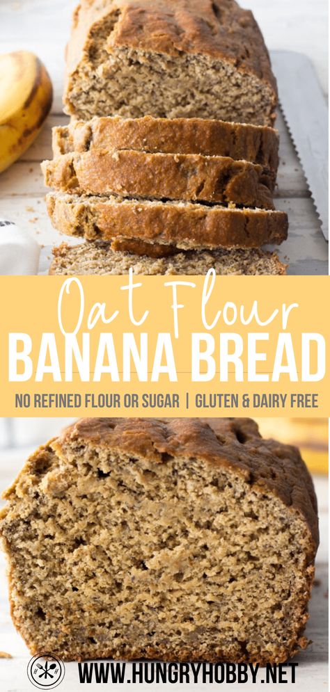 Banana Bread With Oats Instead Of Flour, Healthy Desserts With Oat Flour, Vegan Banana Oat Bread, Vegan Oat Flour Bread, Rolled Oats Banana Bread, Healthy Banana Bread Oats, Healthy Oat Flour Banana Bread, Banana Bread Made With Oats, Vegan Almond Flour Banana Bread