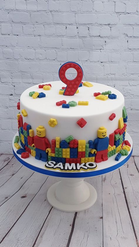 Lego Themed Cake Buttercream, Lego Bday Cake, Lego Cake Ideas Birthday, Diy Lego Cake, Lego Birthday Cake For Boys, Lego Cake Design, Lego Birthday Party Cake, Lego Cakes For Boys, Lego Cake Ideas