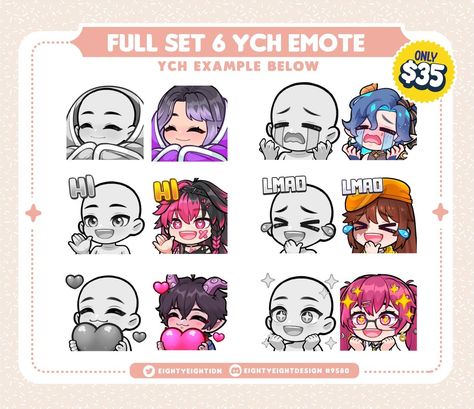 Vtuber Emotes Base, Emote Reference, Emotes Base, Emote Base, Emote Ideas, Twitch Streaming Setup, Chibi Marvel, Whimsical Art Journal, Emote Twitch