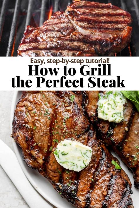 Essen, Steak On Gas Grill, Grilled Steak Dinner, Best Grilled Steak, Recipes Grill, Wooden Skillet, Grilling The Perfect Steak, Grilled Steaks, Ribeye Steak Recipes