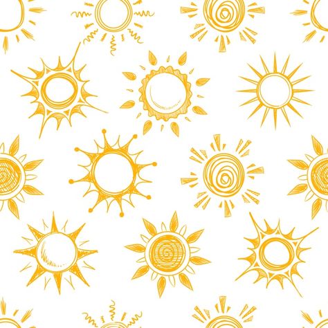 Sun Sketch, Hero Crafts, Sun Pattern, Sketch Illustration, Seamless Pattern Vector, Pattern Background, 로고 디자인, Summer Sun, Background Patterns