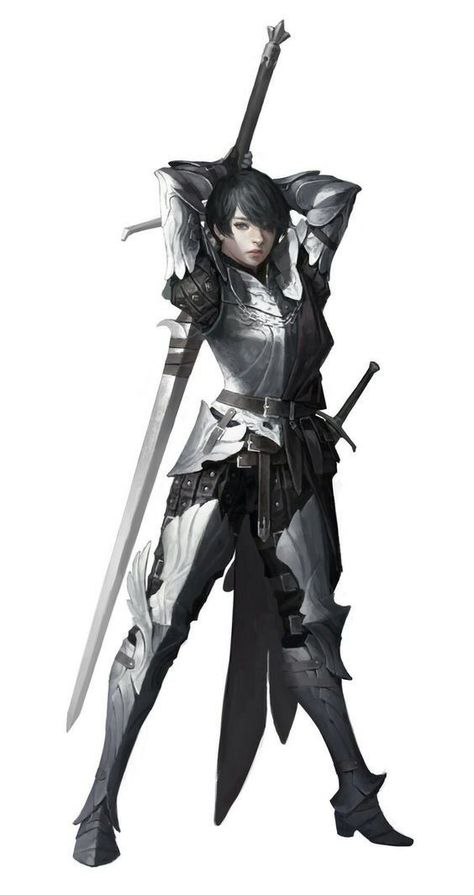 Female knight with huge sword. Not sure this is an efficient pose. Celana Jogger Wanita, Illustration Fantasy, Female Armor, Female Knight, Fantasy Armor, Warrior Princess, Armor Concept, Fantasy Warrior, Arte Fantasy