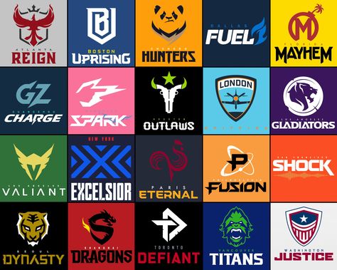 Overwatch League - Season 2 Team Logos #overwatch Overwatch League, Overwatch 2 Logo, League Of Legends Graphic Design, Overwatch Support, Esports Tournament Logo, Esports Logo Design, Esports Logo Gaming Design, Support Logo, Senior Softball