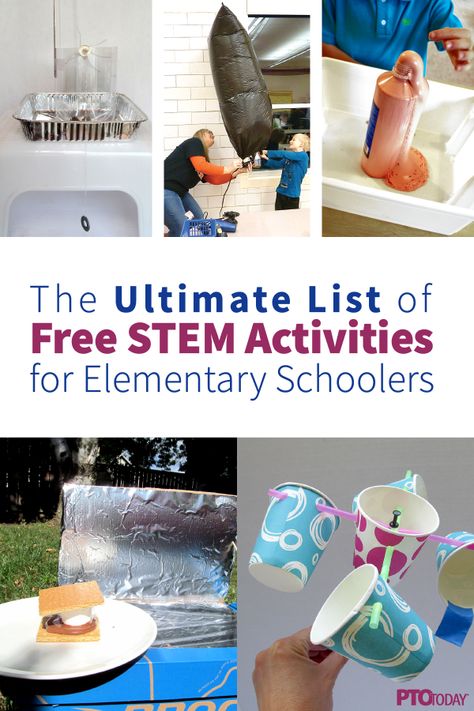 20 free, easy, budget-friendly STEM activities for elementary school kids that use every day, household items. Engineering Elementary School, School Steam Night, Steam Night Activities Elementary, Stem Night Activities Elementary, Stem Printables, Stem Projects Elementary, Steam Night, Toddler Science, Stem Night