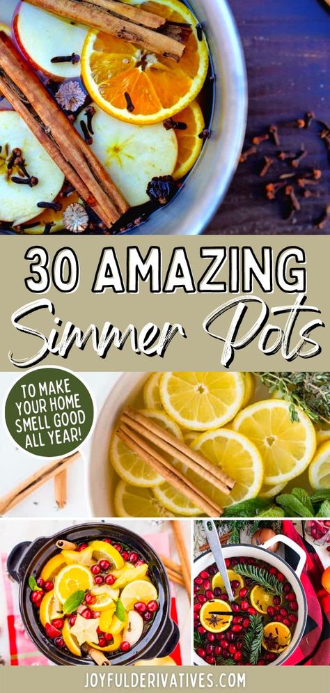 Making your home smell amazing is just as important as decorating it and simmer pots are one of the most frugal ways to do it! These 30 recipes will have your house smelling great in no time! Not only are they affordable, but they're also a healthier option than artificial air fresheners. So dive into these delicious recipes and enjoy having a wonderfully scented home all year long! Pot To Make House Smell Good, Make House Smell Good All The Time Stove, Oven Scents House Smells, What To Simmer To Make House Smell Good, Making The House Smell Good, Smell Good On Stove, Boiling Home Scents, Boiled Scents House Smells, Boiling House Smells