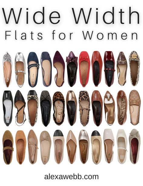 33 Wide Width Flats for Fall - Alexa Webb Fashionable Flats For Women, Comfortable Flats For Work, Flats To Wear With Dresses, Dress With Flat Shoes Outfit, Fall Shoes Flats, Red Ballerina Flats, Leopard Flats Outfits, Leopard Shoes Flats, Flat Shoes Outfit