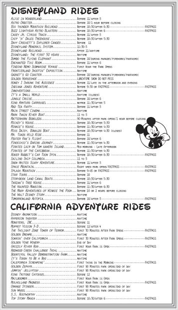 Disneyland Attractions – When to Ride List | Little Pink Laptop Disneyland Rides List, California Disneyland, Disneyland Trip Planning, Disneyland Vacation Planning, Disneyland Secrets, Disneyland Attractions, Disneyland Rides, Disneyland Planning, Disneyland California Adventure