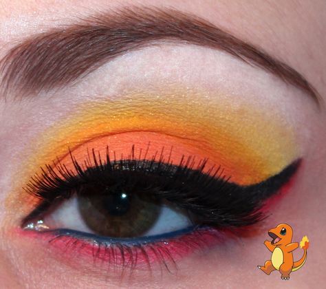 Luhivy's favorite things: Pokemon Series : Charmander Inspired Makeup Look Charmander Eye Makeup, Charmander Makeup, Pokemon Inspired Makeup, Nemo Makeup, Charmander Costume, Pokemon Makeup, Make Up Eyes, Pokemon Series, Cosplay Idea