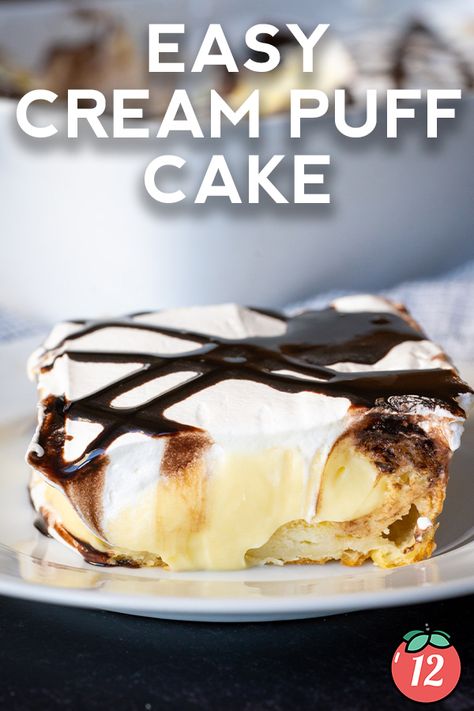 Easy Cream Puff Dessert, Cream Puff Eclair Cake, Creme Puff Dessert, Easy Cream Puff Cake, Cream Puff Cake Recipe Easy, Cream Puff Dessert Recipe, Cream Puff Cake Recipe, Cream Puff Desert, Creme Puff Cake