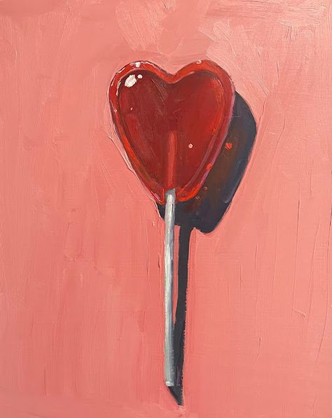 Heart Lollipop Painting, Heart Candy Painting, Heart Oil Pastel, Cute Oil Painting, Lollipop Art, Heart Artwork, New Mommy, Oil Pastel Art, Art Inspiration Painting