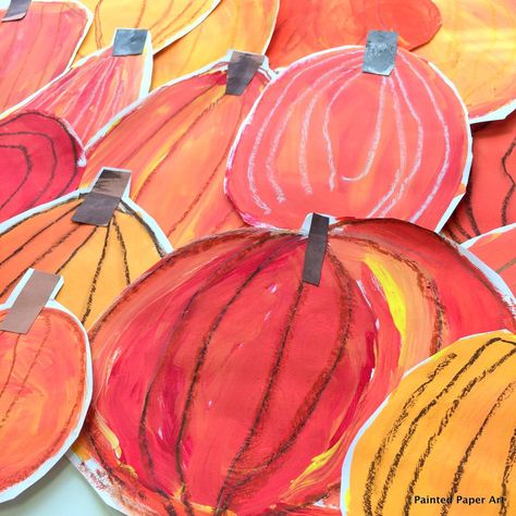 1st grade | Painted Paper Art Fall Mural, Pumpkin Patch Painting, Pumpkin Patch Art, Pumpkin Art Project, Painted Paper Art, Pumpkin Uses, Fall Art Projects, Pumpkin Carving Templates, Art Therapy Activities