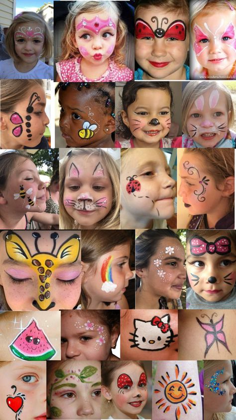 Simply Face Painting Ideas, Basic Face Painting Designs, Colourful Face Painting, Sponge Face Painting, Facepainting Ideas Aesthetic, Face Painting Poster Ideas, Face Paint Easy For Kids, Children’s Face Paint, Simple Fall Face Painting For Kids