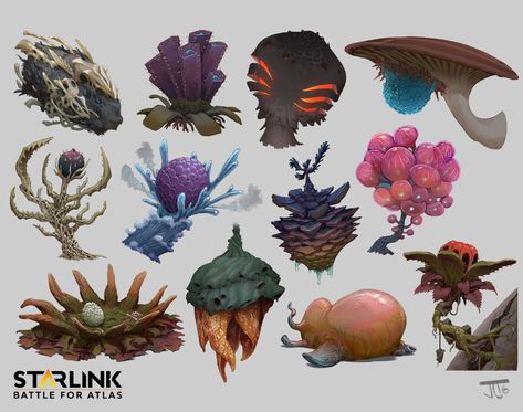 ArtStation - Rare Planet Discoveries Prop Design, Justin Chan Planet Ideas, Tree Reference, Fantasy Plant, Stylized Trees, Artstation Concept Art, Alien Plants, Props Concept, Concept Art Drawing, Prop Design