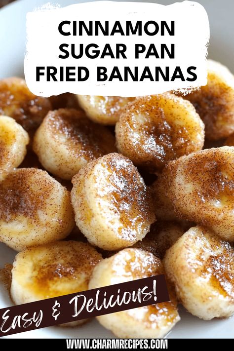 Treat your taste buds to these delightful Cinnamon Sugar Pan Fried Bananas! This quick dessert or snack features perfectly caramelized bananas coated in a warm cinnamon and sugar mixture. Whether you're looking for an effortless side dish for breakfast or a sweet topping for ice cream, this simple recipe fits the bill. Ready in just minutes, enjoy these pan fried bananas solo or add your favorite toppings for extra flair. Discover how this delicious treat becomes a favorite in your kitchen! Fried Bananas With Brown Sugar, Simple Banana Recipes, Pan Fried Bananas, Cinnamon Bananas, Sweet Snacks Easy, Banana Snacks, Homemade Flour Tortillas, Quick Dessert, Fried Bananas