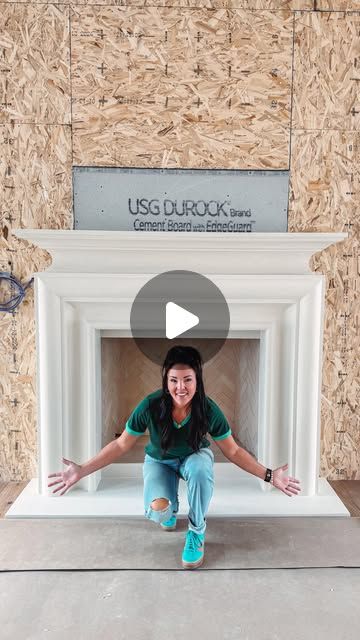 Mysha Bolen| DIY Interior Designer on Instagram: "Now let’s cover that chimney…stone or painted brick? Vote👇🏼
{both are on my exterior}👌🏼.

You know what’s cool about cast stone… you can design your mantel to reflect any style you like but it always adds an elevated elegance to the overall design. This is my 3rd mantel design with @stonemountaincastings and the quality of the end product is amazing every time. Ps they ship nationwide!" Inset Stove Surround Ideas, Stone Cast Fireplace, Plaster Chimney, Chimney Design Ideas, Cast Stone Fireplace Mantle, Parisian Fireplace, Diy Chimney, Chimney Ideas, Stone Fireplace Mantle