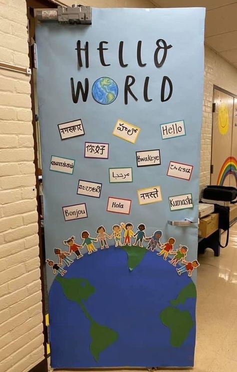 Culture Classroom Theme, Around The World Classroom Door, Around The World Decor, World Decorations, World Changers Bulletin Boards, World History Bulletin Boards Middle School, International Decorations Ideas, Multicultural Decorations Ideas, Around The World Door Decorations