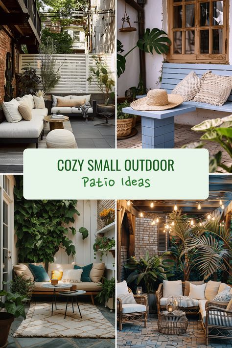 Discover 18+ cozy small outdoor patio ideas for a relaxing space. Transform your patio with stylish and creative tips. Get inspired with small corner patio ideas, neutral decor, and DIY outdoor patio decor ideas. Enhance privacy and ambiance with smart planting. Create a cozy, functional outdoor oasis today! Corner Patio Ideas, Small Outdoor Patio Ideas, Patio Oasis Ideas, Small Outdoor Patio, Patio Ideas Townhouse, Turret Room, Small Patio Spaces, Small Patios, Small Patio Decor