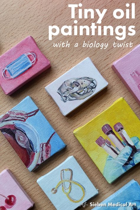 Medical Painting Ideas, Medical Art Painting, Biology Painting, Medical Illustrations, Tiny Paintings, Biology Art, Sketchbook Art Journal, Medical Art, Gallery Walls