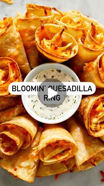 Delish on Instagram: "Your bloomin’ onion could never do what our Bloomin’ Quesadilla Ring can 👀 Head to the link in our bio for the full recipe!" Bloomin Chicken Quesadilla, Quesadilla Ring Blooming, Blooming Quesadilla Ring Recipe, Blooming Quesadilla Ring, Blooming Quesadilla, Quesadilla Ring, Mexican Food Recipes Appetizers, Bloomin Onion, Cheese Quesadilla