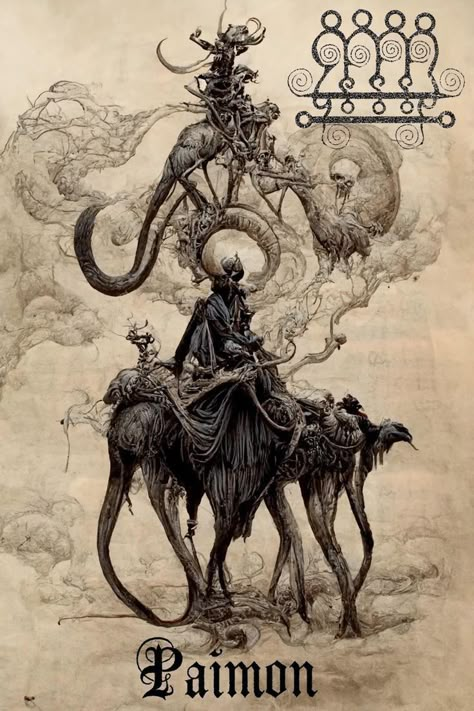 Pandemonium Art, Paimon Demon, Baphomet Art, King Paimon, Ars Goetia, Traditional Witchcraft, Chaos Magic, Esoteric Art, Great King