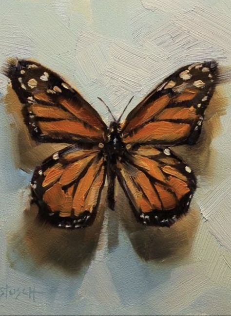 Oil Paint Butterfly, Monarch Butterfly Oil Painting, Realistic Butterfly Painting, Monarch Butterfly Painting Acrylic, Moth Oil Painting, Oil Pastel Art On Canvas, Butterfly Art Painting Acrylics, Brown Aesthetic Painting, Butterfly Painting Aesthetic