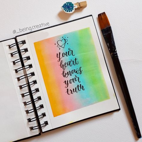 Calligraphy on watercolor Background Your Heart Knows Your Truth, Calligraphy Background Ideas, Watercolor Calligraphy Quotes, Editing Quotes, Journalism Ideas, Calligraphy Decor, Calligraphy Quotes Doodles, Easy Abstract Art, Mandala Arts