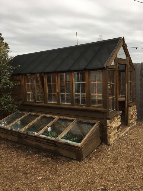 Hail Proof Greenhouse, A Frame Greenhouse Diy, Diy Backyard Greenhouse, Hot House Greenhouse Diy, Greenhouse Must Haves, Reclaimed Window Greenhouse, Greenhouse Mudroom, Greenhouse Ideas Diy, Garden With Greenhouse