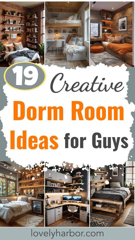 College Guy Room Ideas, Dorm Room Guys Ideas, Boy Dorm Room Ideas Guys, Boy College Apartment Decor, College Dorm For Guys, Guys Dorm Room Decor, Guys Dorm Room Ideas Decor, Guy Dorm Room Aesthetic, College Room Ideas For Guys