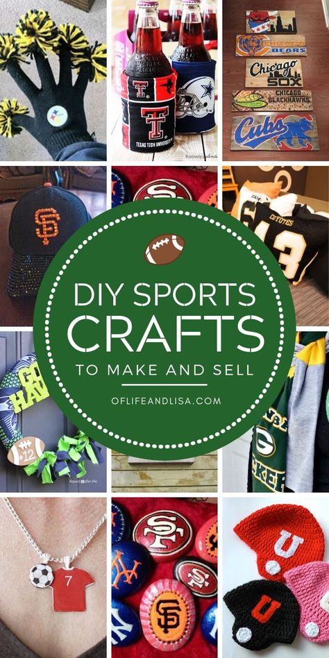 When the love of sports and crafting mix you get these wonderful ideas to spread team spirit! #footballseason #nfl #fallcrafts #sportscrafts #sports #diy #handmade Team Diy Crafts, Diy Sports Crafts To Sell, Spirit Items For Football, Nfl Crafts To Sell, Football Team Ornaments Diy, Sports Diy Decor, Sports Sewing Projects, Diy Football Fan Gear, Sports Diy Crafts