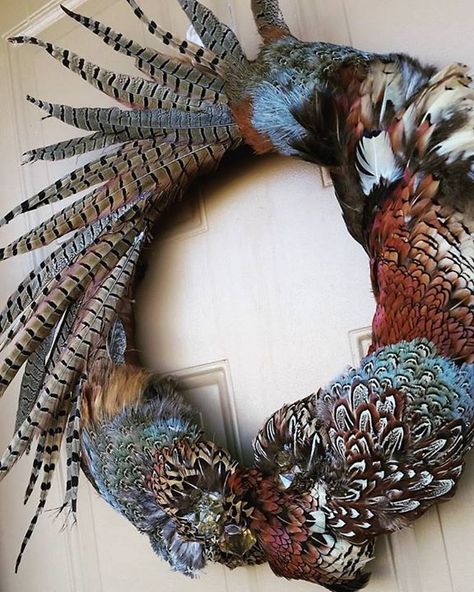 Pheasant feather wreath | Pheasant feather decor, Feather crafts, Feather decor Pheasant Wreath Diy, Duck Feather Wreath, Pheasant Feather Decor Diy, Pheasant Decor Ideas, Turkey Feather Wreath, Pheasant Feather Centerpieces, Things To Make With Feathers, Pheasant Feather Wreath, Feather Decor Ideas