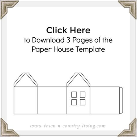 Three pages of paper house templates to download Small Paper Houses Template, Free Paper House Template Printables Free, Christmas Village Templates Free, Paper House Template Free, Paper House Template Printables Free, Aesthetic Origami, Paper House Printable, Miniature Christmas Village, Farm Printable