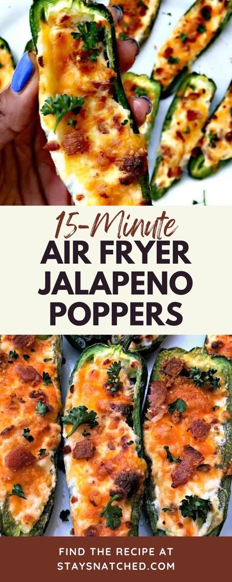 Air Fryer Jalapeno Poppers, Fried Jalapeno Poppers, Air Fryer Jalapeno, Cream Cheese Stuffed Jalapenos, Jalapeno Popper Recipes, Spicy Appetizers, Jalapeño Poppers, Poppers Recipe, Jalapeno Recipes