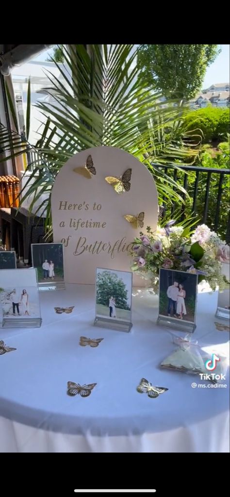 He Gave Me Butterflies Bridal Shower Theme, Butterfly Theme Engagement Party, Butterfly Bridesmaid Proposal, Butterfly Drink Topper, Butterfly Wedding Theme Centerpieces, Bridal Shower Fun Ideas, Pastel Bridal Shower Dresses, Bridal Shower Decorations Butterfly, Lifetime Of Butterflies Bachelorette