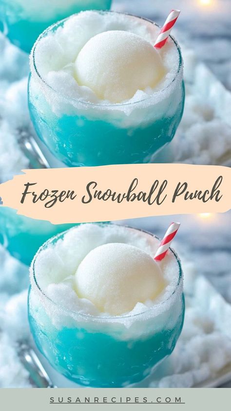 When snowflakes inspire your drink, you know it’s special. 🌨️ Frozen Snowball Punch is a frosty masterpiece that’s as fun to sip as it is to share. 🎉❄️ #SnowflakeSips #HolidayGatherings #PunchTime #WinterChillVibes #FrozenDelight #SnowballJoy #CheersToWinter #FrostyGoodness #TastyTraditions #SipAndSmile Frozen Themed Punch Recipe, Frozen Theme Punch, Snow Ball Punch, Snowball Drink Recipe, Frozen Snowball Punch, Non Alcoholic Blue Punch, Snowflake Party Food Ideas, Frozen Holiday Drinks, Frozen Inspired Cocktails