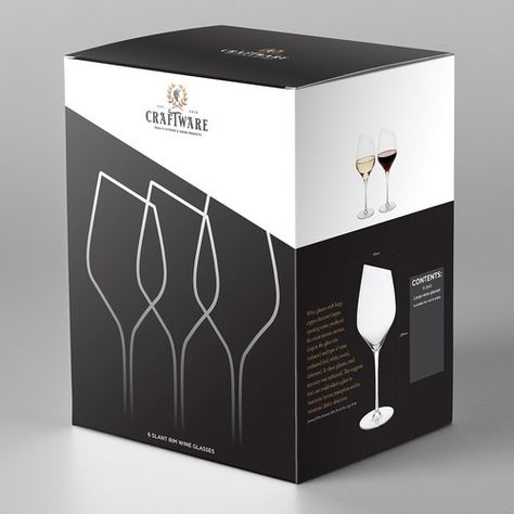 New Stylish Slant Rim Wine Glass Box Product packaging contest design#product#packaging#rtmbsupply Cookware Packaging, Custom Product Packaging, Glass Packaging, Glass Box, Box Packaging Design, Wine Packaging, Glass Boxes, Packing Boxes, Wine Box