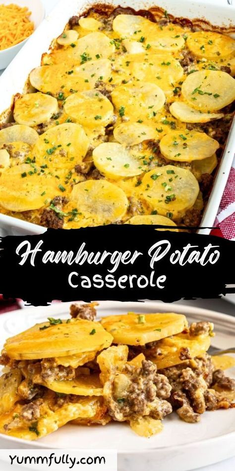 This is the perfect recipe for meat and potato lovers. Ground beef, sliced potatoes, and bechamel sauce with cheddar cheese make a delicious Hamburger and Potato Casserole your whole family will enjoy!