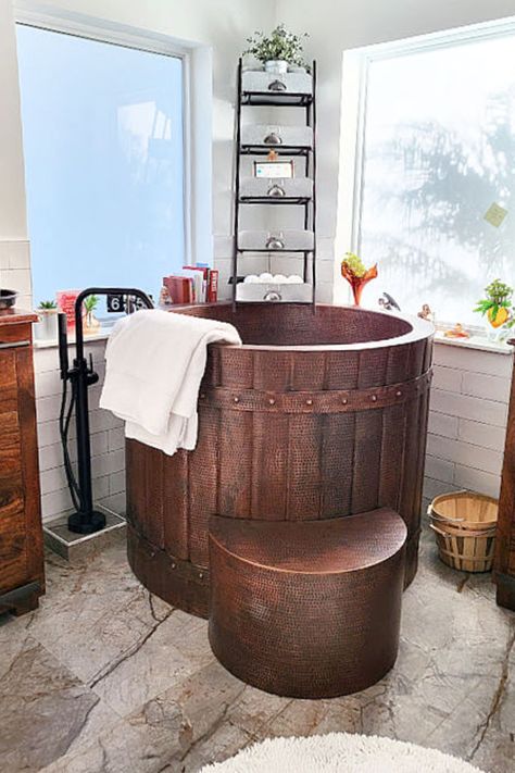 Copper Soaking Tub, Copper Bathtub, Farmhouse Sink Installation, Freestanding Bathtubs, Outdoor Installation, Wall Mount Sinks, Copper Tub, Japanese Soaking Tubs, Copper Bathtubs