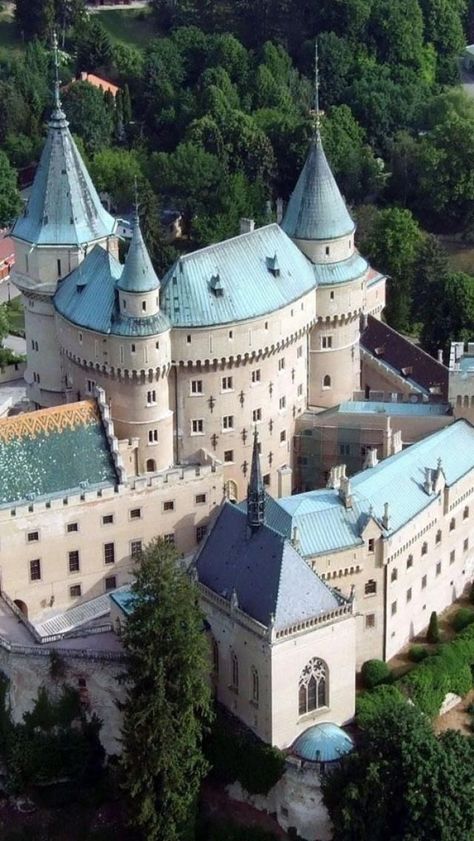 Bojnice castle, Bojnice, Slovakia Bojnice Castle, dating from the 12th century, is today a Romantic castle with Gothic and Renaissance elements Bojnice Castle is one of the most visited castles in Slovakia. Bojnice Castle, Roof Tops, Ice Palace, Chateau Medieval, Castle Mansion, Famous Castles, Real Estat, Castle In The Sky, Chateau France