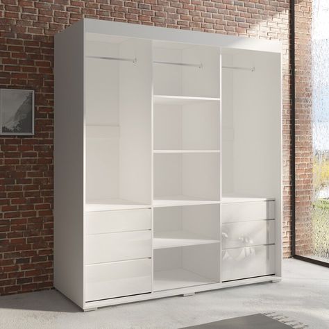 Wardrobe With Mirror, Standing Closet, Smart Bedroom, Bedroom Cupboard, Contemporary Living Room Design, Wood Armoire, White Wardrobe, Bedroom Cupboard Designs, Wooden Wardrobe